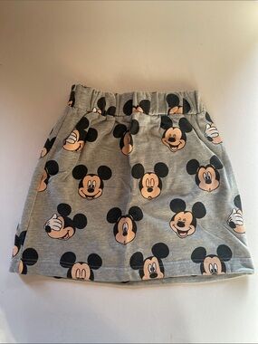 Mickey Mouse Gray Skirt with Peach Face Prints
